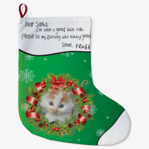 Grande Chaussette De Noël Holly Wreath Frame AJOUTER VOTRE PHOTO CAT Personn