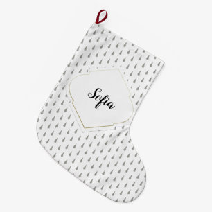 Grande Chaussette De Noël Houndstooth Motif Monogramme Moderne