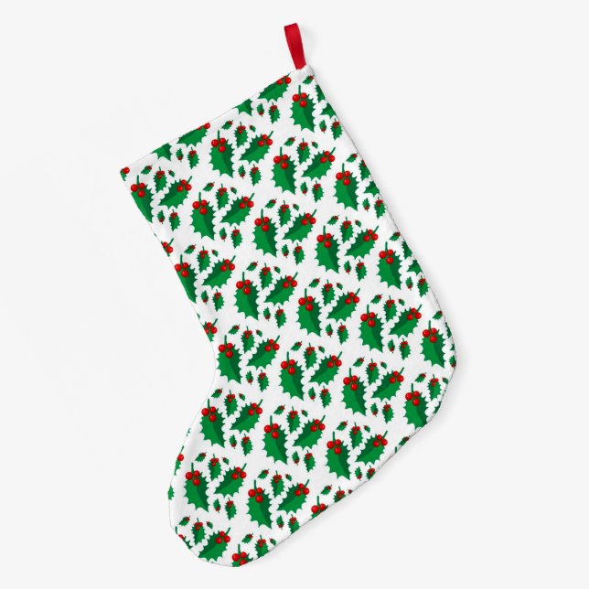 Grande Chaussette De Noël Houx de Noël (Dos (Accrochage))