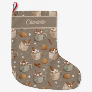 Grande Chaussette De Noël Illustration de cacao chaud et de biscuits de Noël