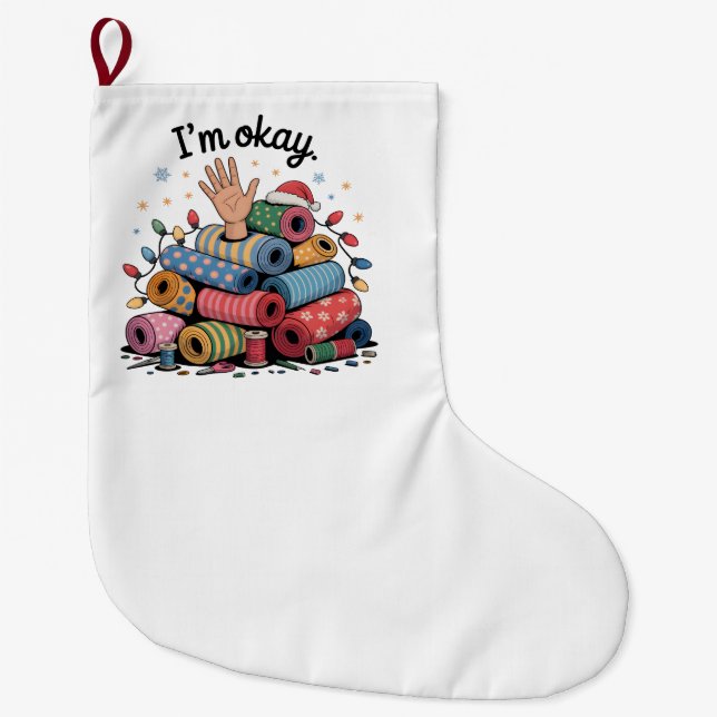 Grande Chaussette De Noël I'm Okay Funny Quilting Christmas Lovers (Devant)