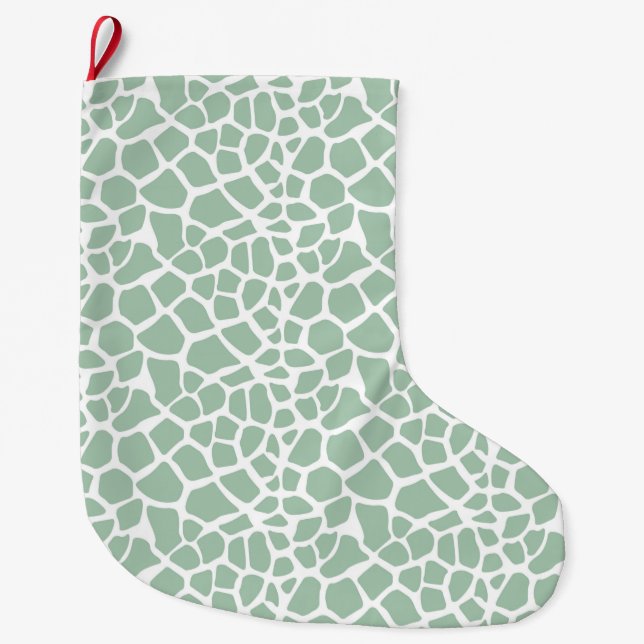 Grande Chaussette De Noël Imprimer Giraffe de menthe verte (Devant)