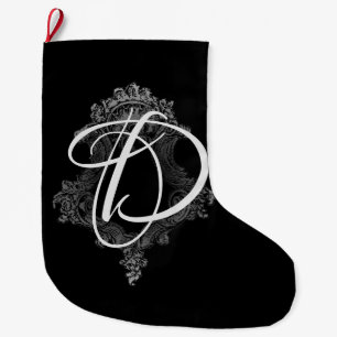 Grande Chaussette De Noël Initiale de monogramme personnalisée 