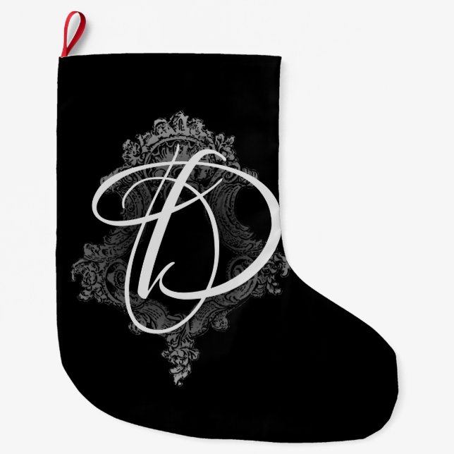Grande Chaussette De Noël Initiale de monogramme personnalisée  (Devant)