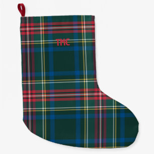 Grande Chaussette De Noël INITIALES Tartan Plaid Festin Classic Chic
