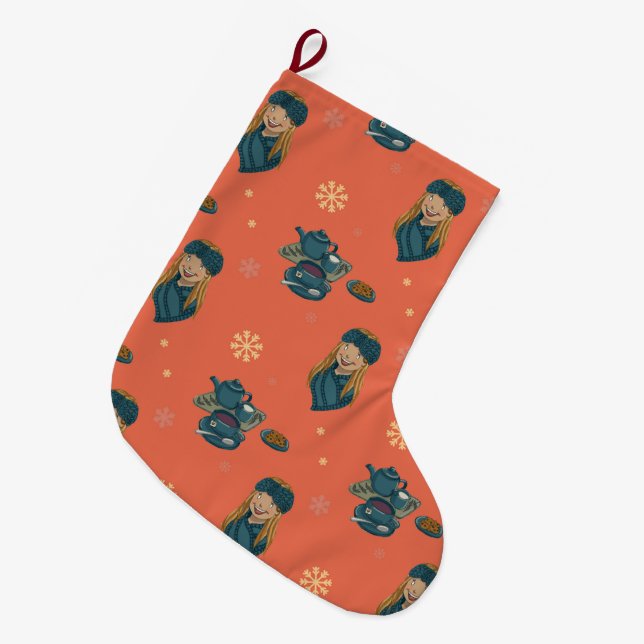 Grande Chaussette De Noël Invierno acogedor con té caliente y pastas (Devant (Accrochage))