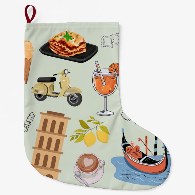 Grande Chaussette De Noël Italie Vacances parfaites (Devant)