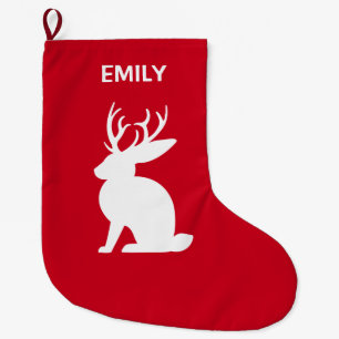 Grande Chaussette De Noël Jackalope : Lapin avec des andouillers en