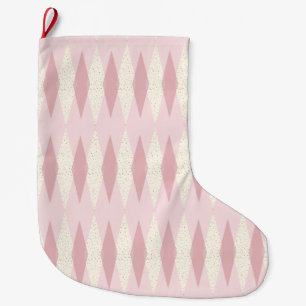 Grande Chaussette De Noël Jacquard rose moderne du milieu du siècle