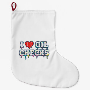 Grande Chaussette De Noël J'adore les vérifications d'huile Drôle de mécanic