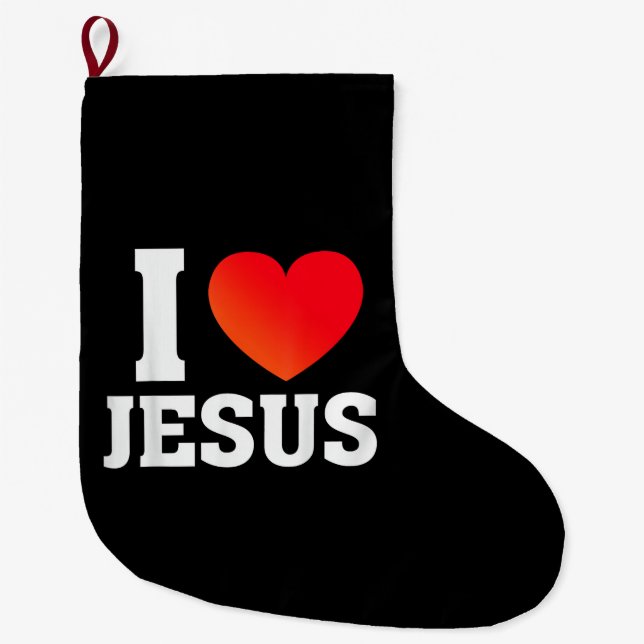 Grande Chaussette De Noël J'aime Jésus (Devant)