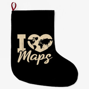 Grande Chaussette De Noël J'aime les cartes, Géographie