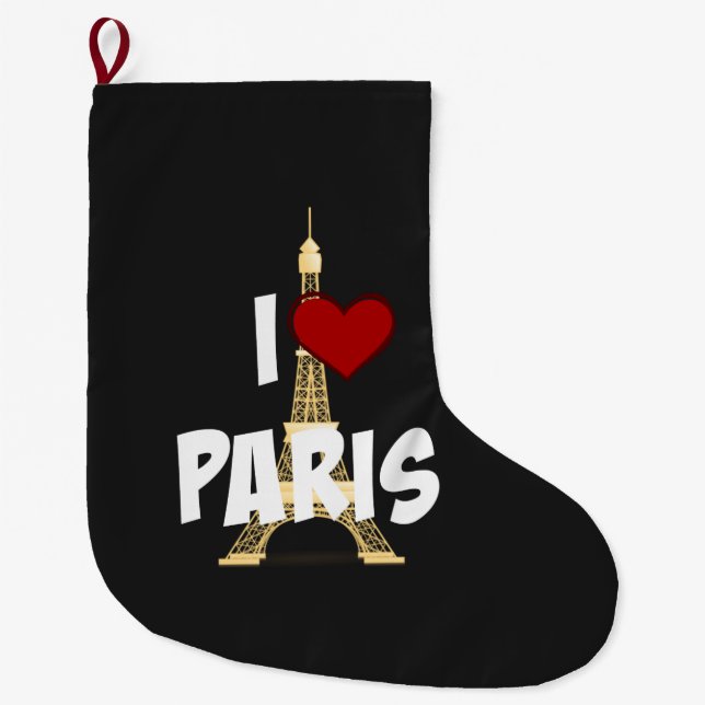 Grande Chaussette De Noël J'aime Paris, Tour Eiffel, (Devant)
