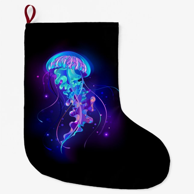 Grande Chaussette De Noël Jellyfish éclatante couleur (Devant)