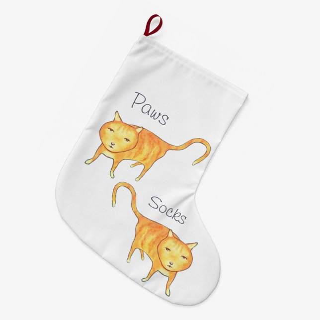 Grande Chaussette De Noël Joli Chat Orange Apathique (Devant (Accrochage))