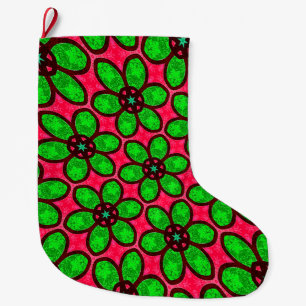 Grande Chaussette De Noël Joli Motif de fleurs Abstraites