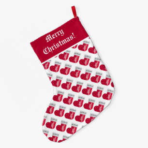 Grande Chaussette De Noël Joli Motif de Noël rouge et blanc