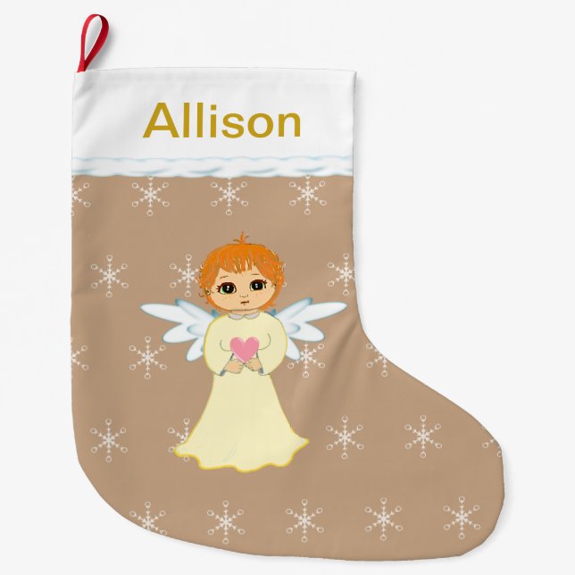 Grande Chaussette De Noël Joli Petit Ange (Devant)