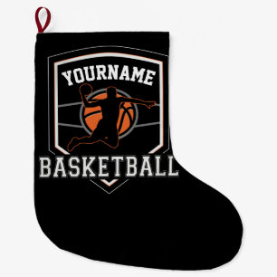 Grande Chaussette De Noël Joueur de basket-ball personnalisé NOM Équipe de b