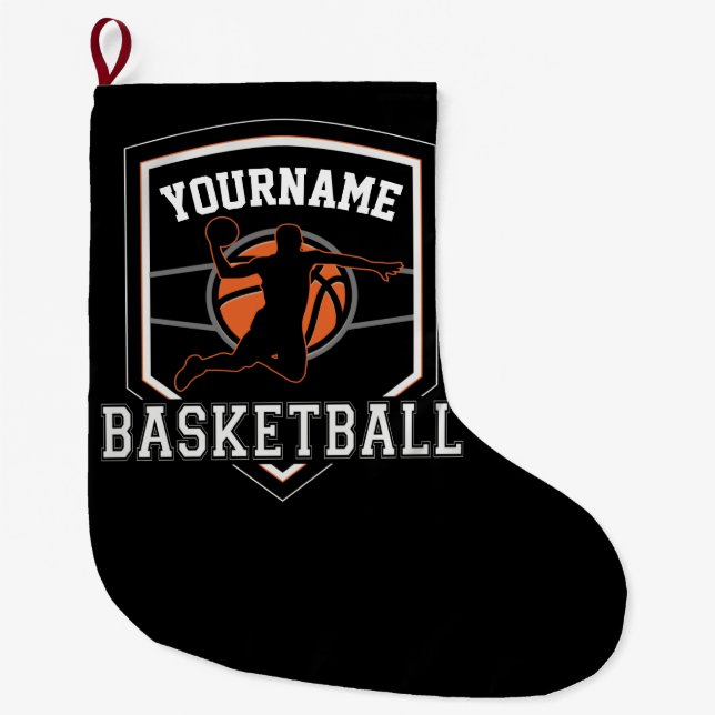 Grande Chaussette De Noël Joueur de basket-ball personnalisé NOM Équipe de b (Devant)