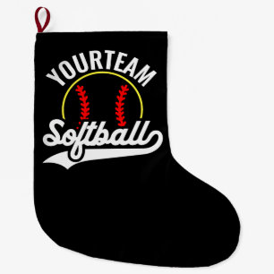 Grande Chaussette De Noël Joueur de l'équipe de softball AJOUTER UN NOM Ligu