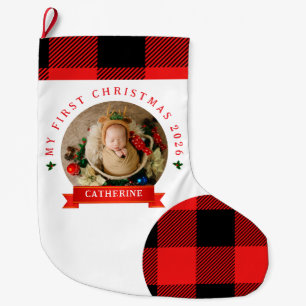 Grande Chaussette De Noël Jour de Noël du bébé rouge 1 Photo Noël