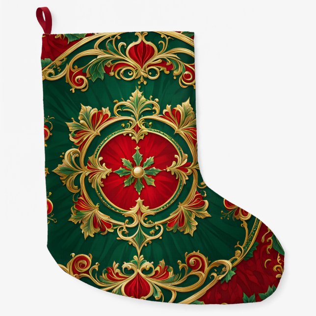 Grande Chaussette De Noël Jour de Noël rouge vert (Devant)