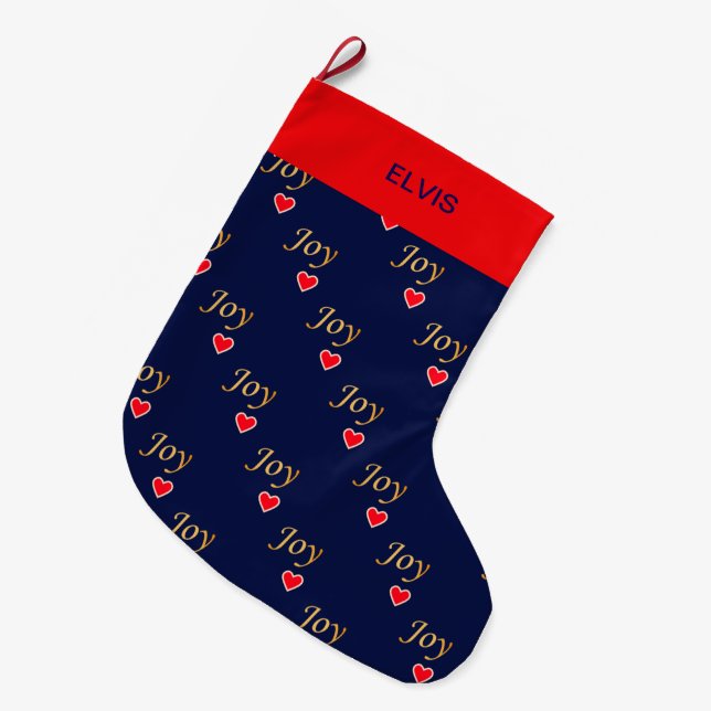 Grande Chaussette De Noël Joy Motif de coeur (Devant (Accrochage))