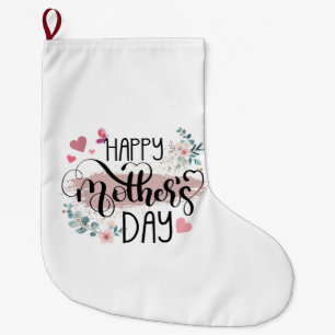Grande Chaussette De Noël Joyeuse fête des Mères 2025 Fleurs mignonnes pour