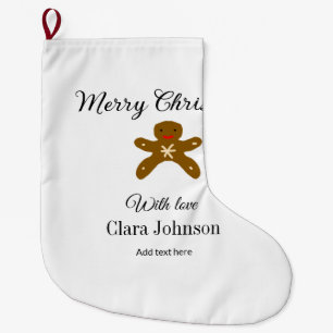 Grande Chaussette De Noël Joyeux biscuits marron de Noël ajouter un nom avec