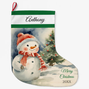 Grande Chaussette De Noël Joyeux bonhomme de neige