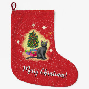 Grande Chaussette De Noël Joyeux chat de Noël