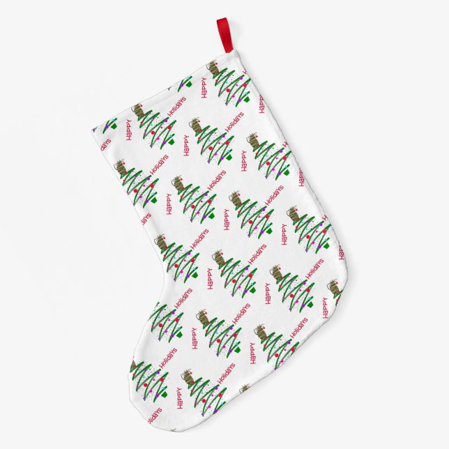 Grande Chaussette De Noël Joyeux Noël Arbre (Dos (Accrochage))