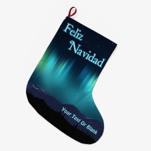 Grande Chaussette De Noël Joyeux Noël - Aurore Boréale