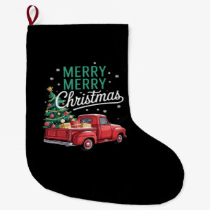 Grande Chaussette De Noël Joyeux Noël Camion Famille Essentiel