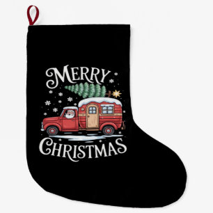 Grande Chaussette De Noël Joyeux Noël Camping Mignon Père Noël Camion Essent