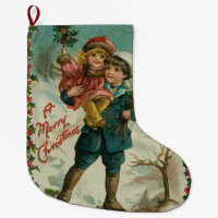 Joyeux Noël - carte postale rétro, enfants, houx