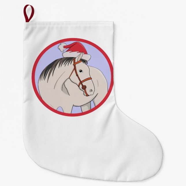 Grande Chaussette De Noël Joyeux Noël Cheval (Devant)