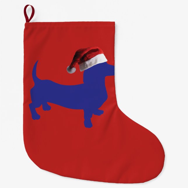 Grande Chaussette De Noël Joyeux Noël Dachshund (Devant)