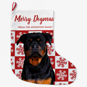 Grande Chaussette De Noël Joyeux Noël Dogmas Rottweiler Chien rouge festif