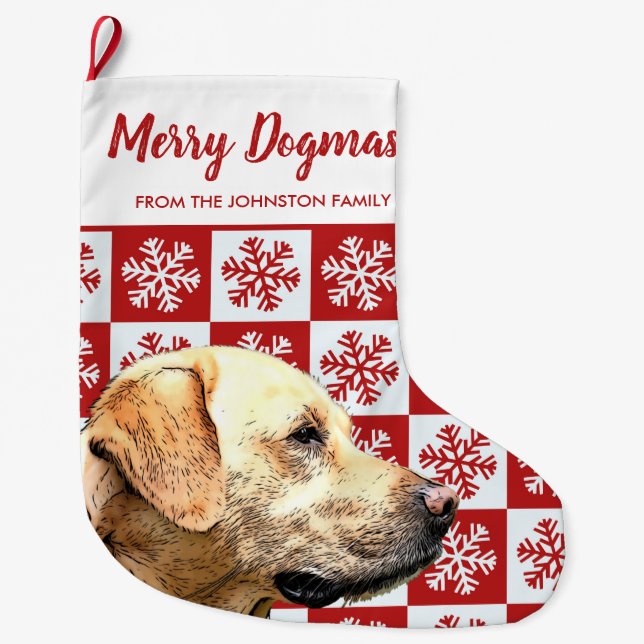 Grande Chaussette De Noël Joyeux Noël Dogmas Yellow Lab Festin Chien rouge (Devant)