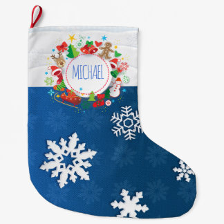 Grande Chaussette De Noël Joyeux Noël et Bonne Année ! Monogramme XMAS