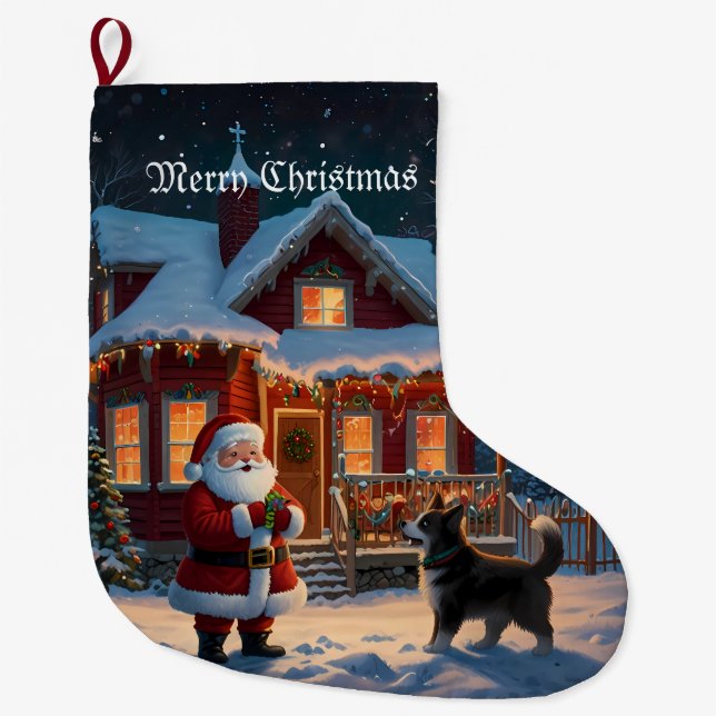 Grande Chaussette De Noël Joyeux Noël festif (Devant)