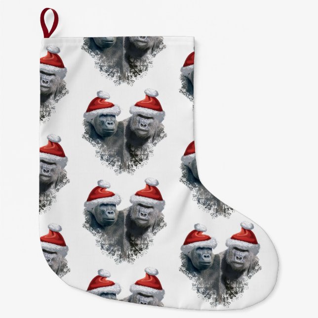 Grande Chaussette De Noël Joyeux Noël Gorille (Devant)