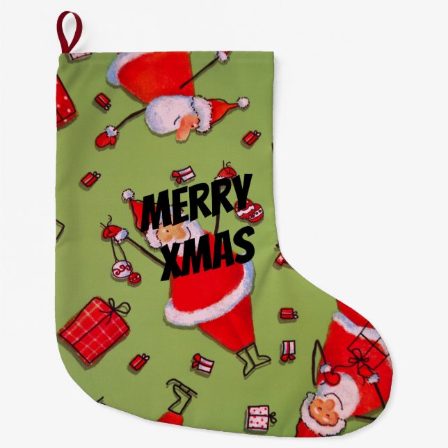 Grande Chaussette De Noël Joyeux Noël Père Noël (Devant)
