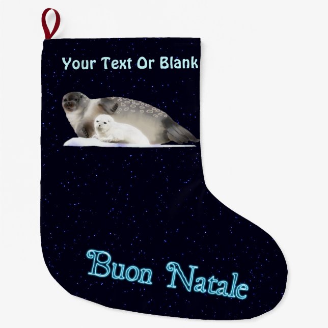 Grande Chaussette De Noël Joyeux Noël - Phoque annelé (Devant)