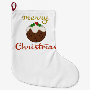 Grande Chaussette De Noël Joyeux Noël+Pudding Design