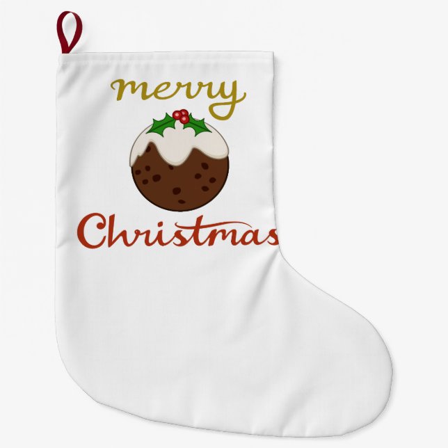 Grande Chaussette De Noël Joyeux Noël+Pudding Design (Devant)