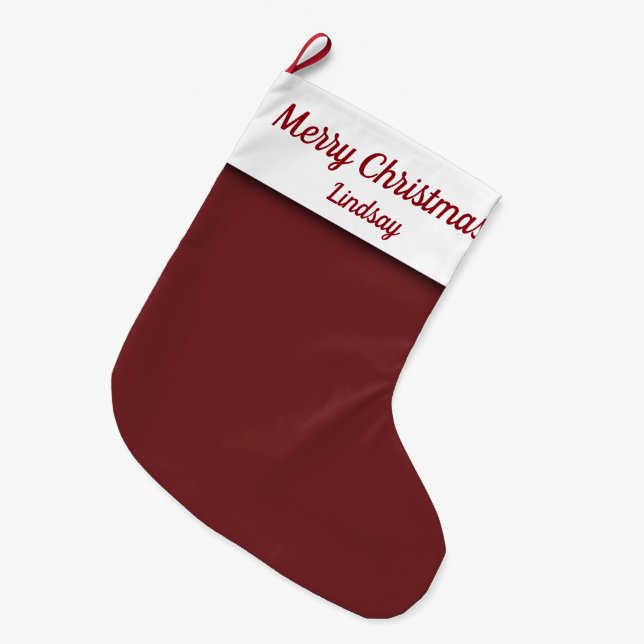 Grande Chaussette De Noël Joyeux Noël rouge foncé Nom Stocking (Devant (Accrochage))