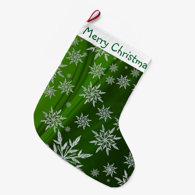 Grande Chaussette De Noël Joyeux Noël Snowflakes (Devant (Accrochage))